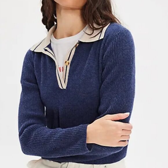 NWT Free People Rudy Cashmere Pullover in Atlantic Deep